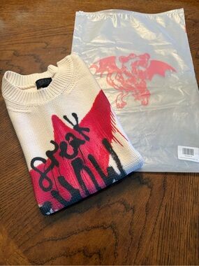 NWT Yungblud BRAT Pink and White FREAK SHOW soft Knit Sweater Unisex